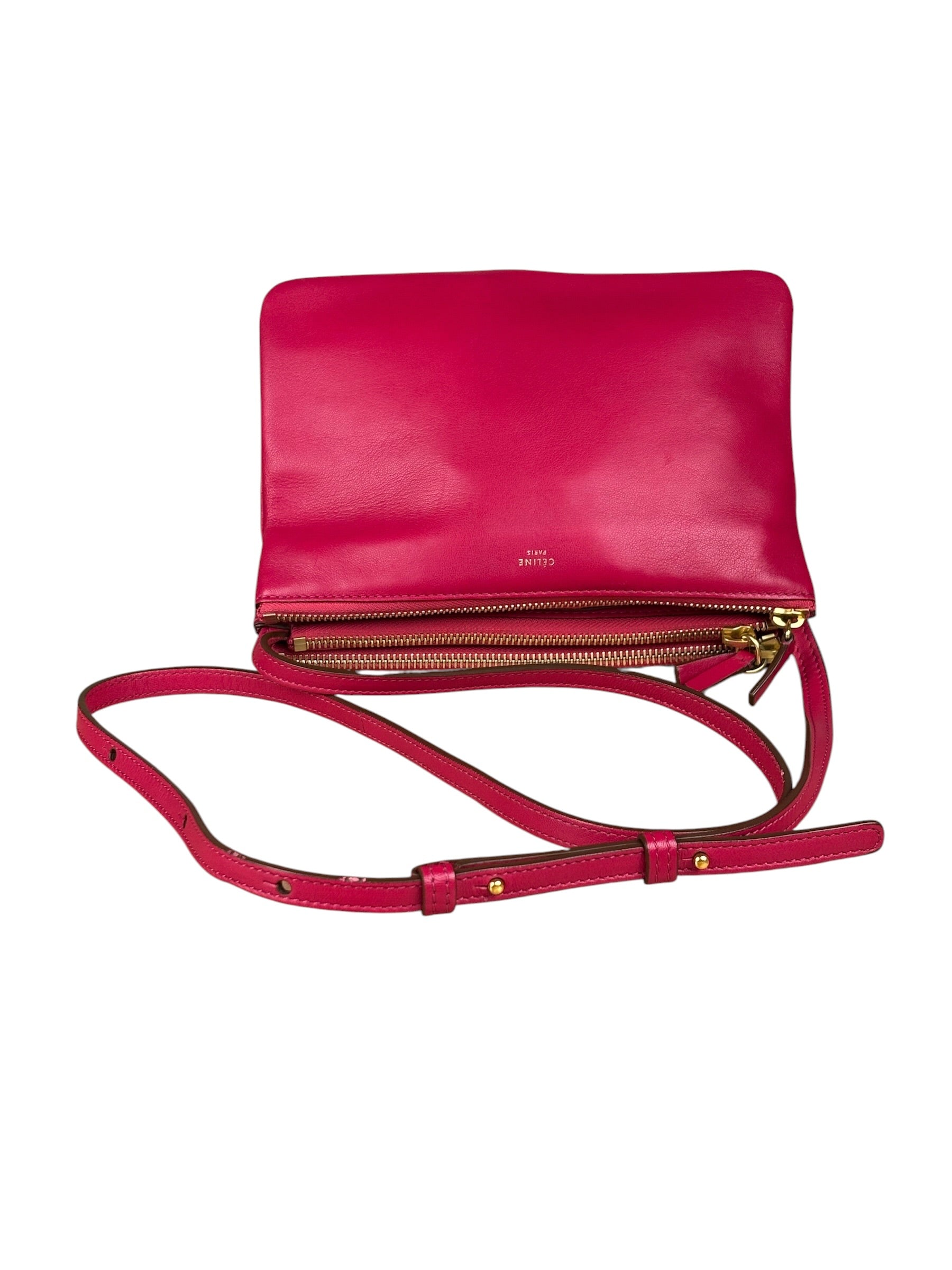 Celine Pink Leather Trio Crossbody Bag