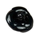 Chanel Vintage Black Leather Camellia Flower Brooch