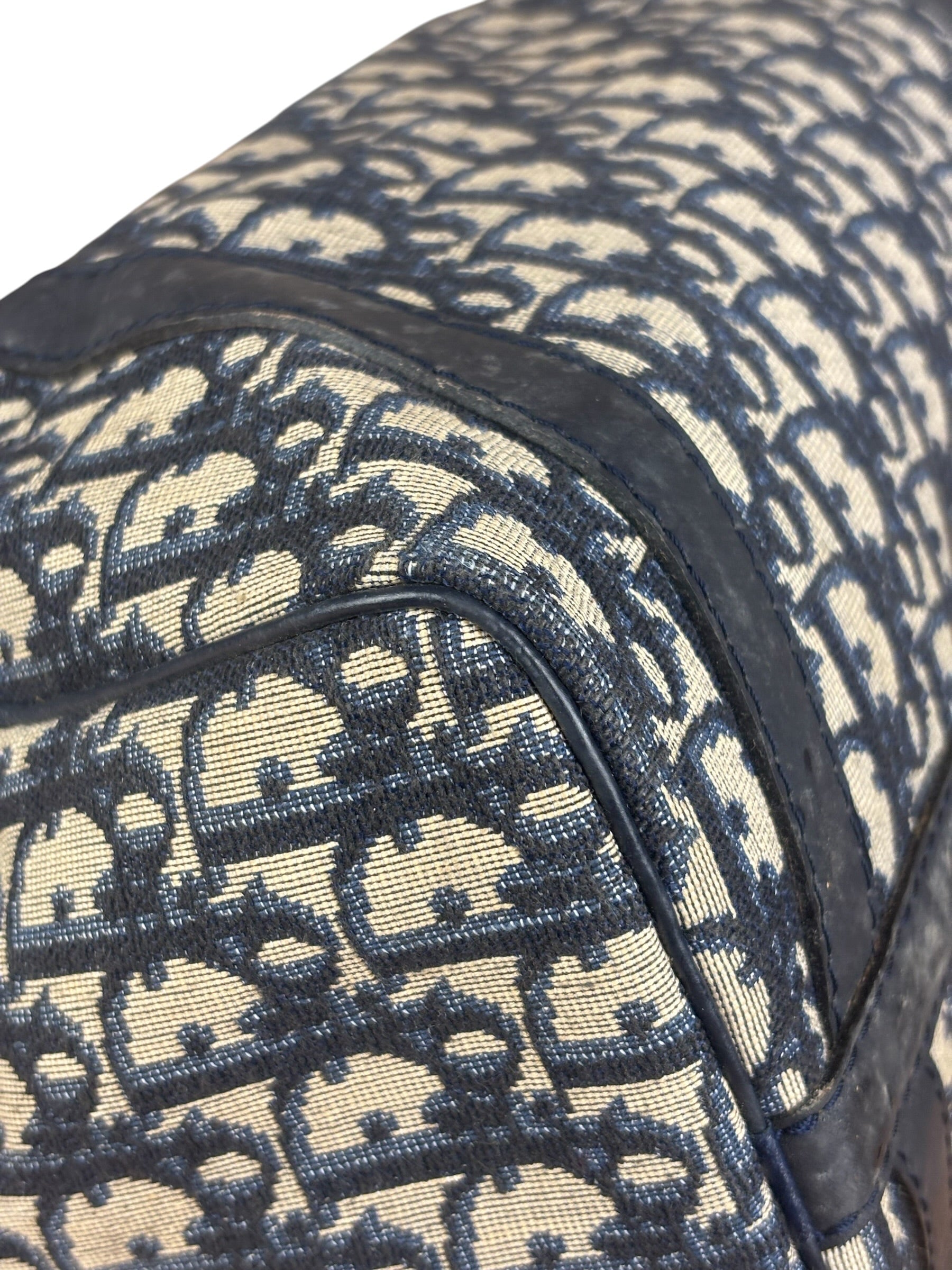 Christian Dior Vintage Blue Oblique Trotter Boston Bag