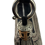 Chole Black Nylon Chain-Link Crescent Mini Hobo Bag