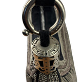 Chole Black Nylon Chain-Link Crescent Mini Hobo Bag