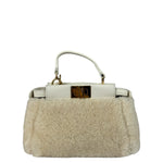 Fendi Cream Fur Lambskin Trim Micro Peekaboo Two-Way Bag