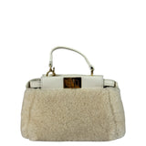 Fendi Cream Fur Lambskin Trim Micro Peekaboo Two-Way Bag