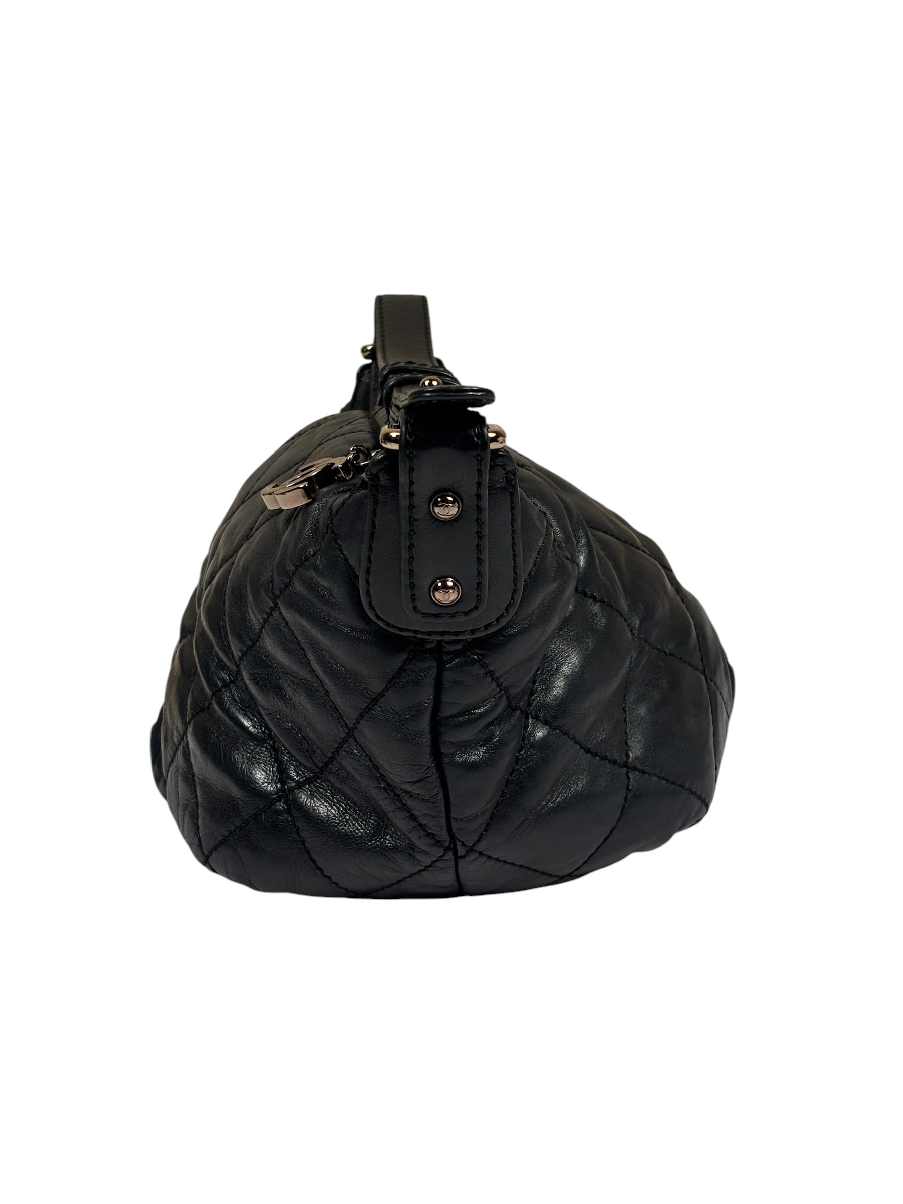 Chanel Black Quilted Lambskin Cloudy Bundle Hobo 2005