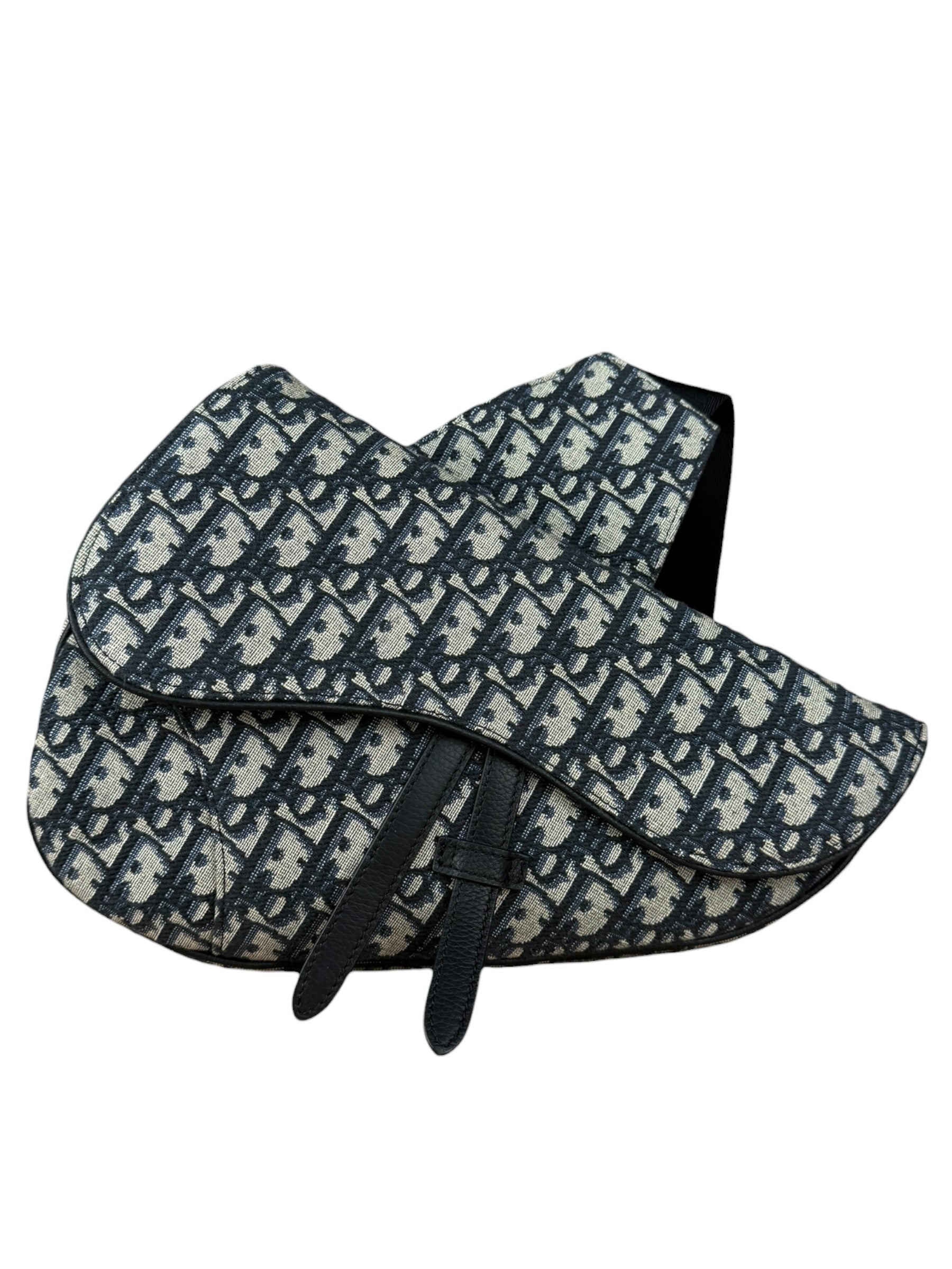 Christian Dior Navy Oblique Saddle Crossbody Bag