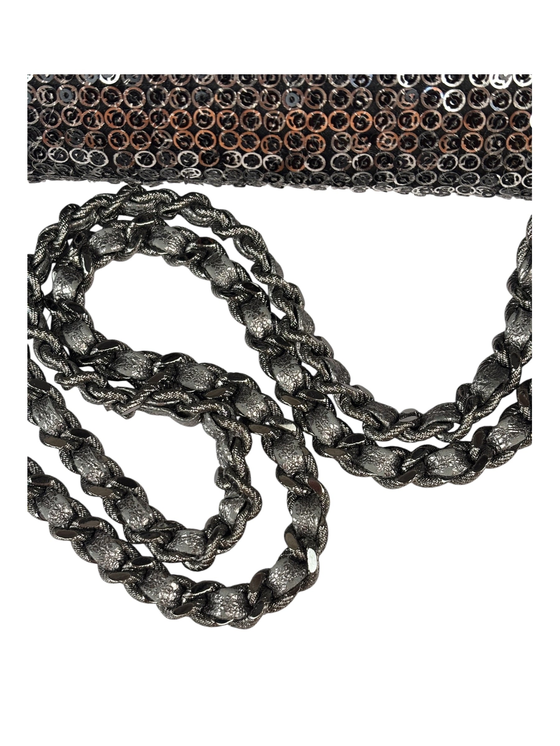 Chanel Silver Sequin East/West Flap Bag 2006