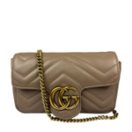 Gucci Pink Beige Leather Marmont Mini Shoulder Bag
