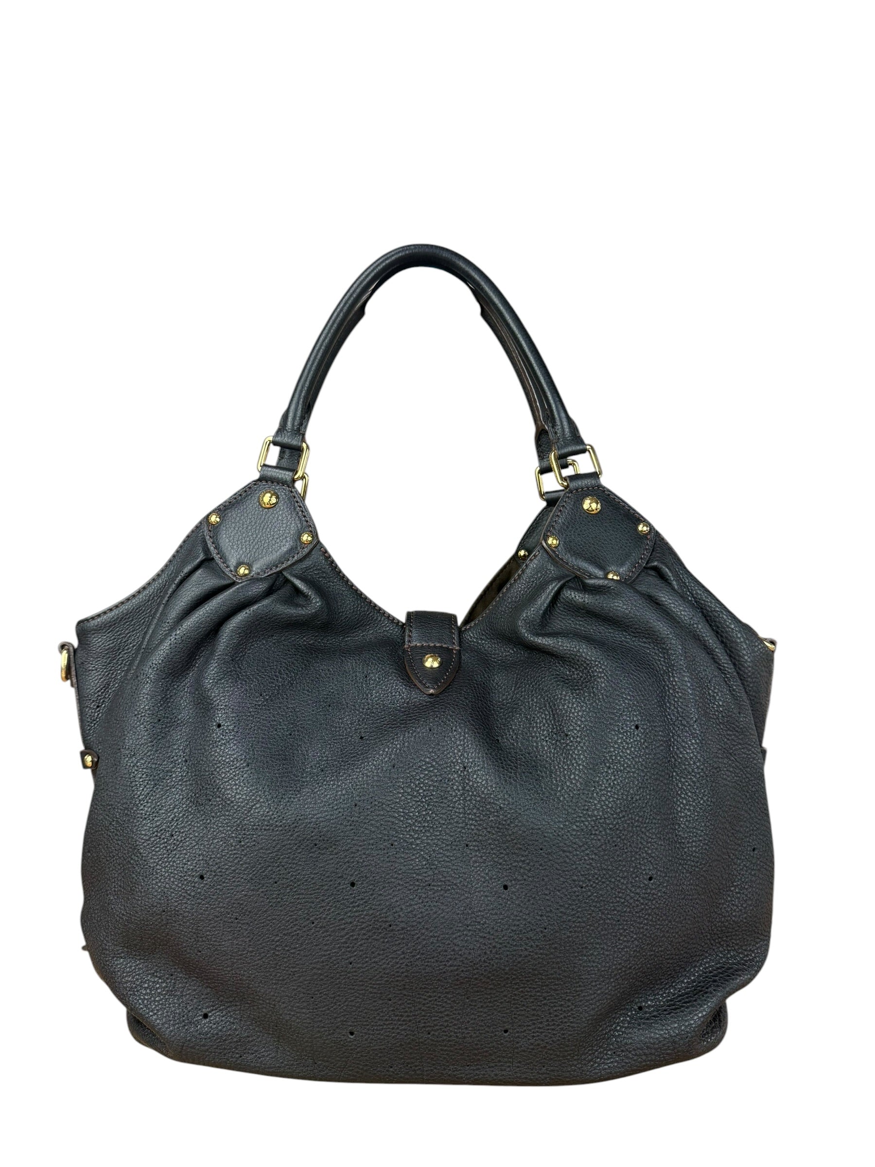 Louis Vuitton Perforated Monogram Mahina Hobo Bag Black