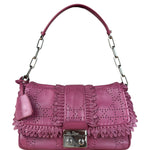 Christian Dior Purple Ruffle Leather New Lock Flap Bag