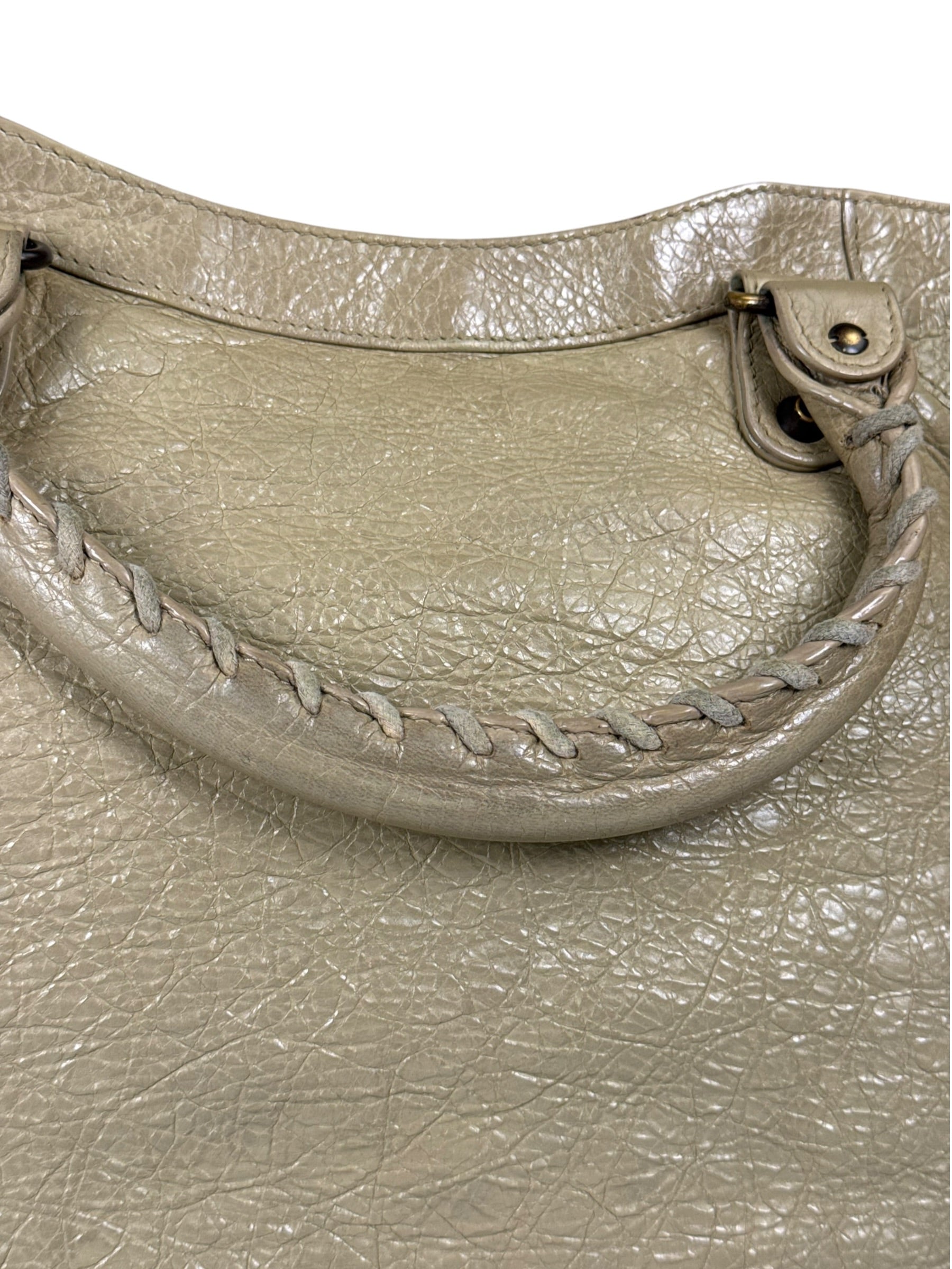 Balenciaga Olive Lambskin Velo Moto Two-Way Bag