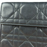 Christian Dior Black Leather Quilted Compact Wallet