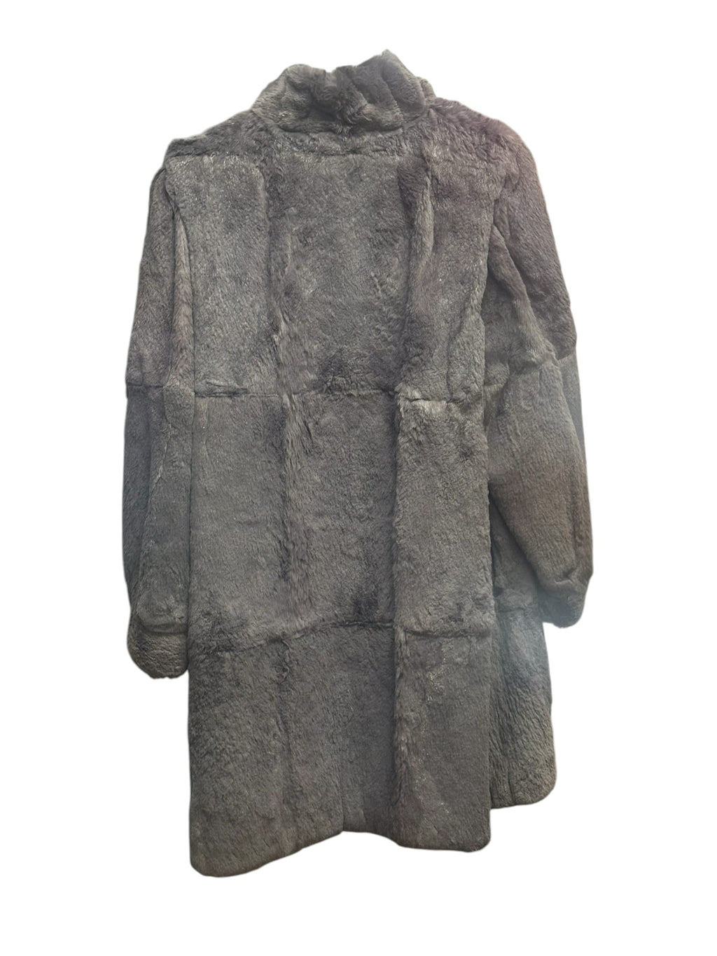 Vintage Dark Grey Sheared Rabbit Fur Long Coat
