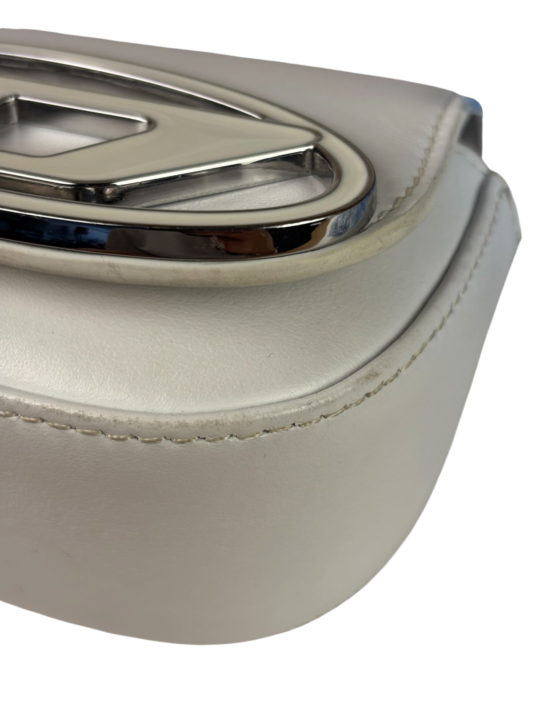 Diesel White Leather 1DR XS Two-Way Mini Bag