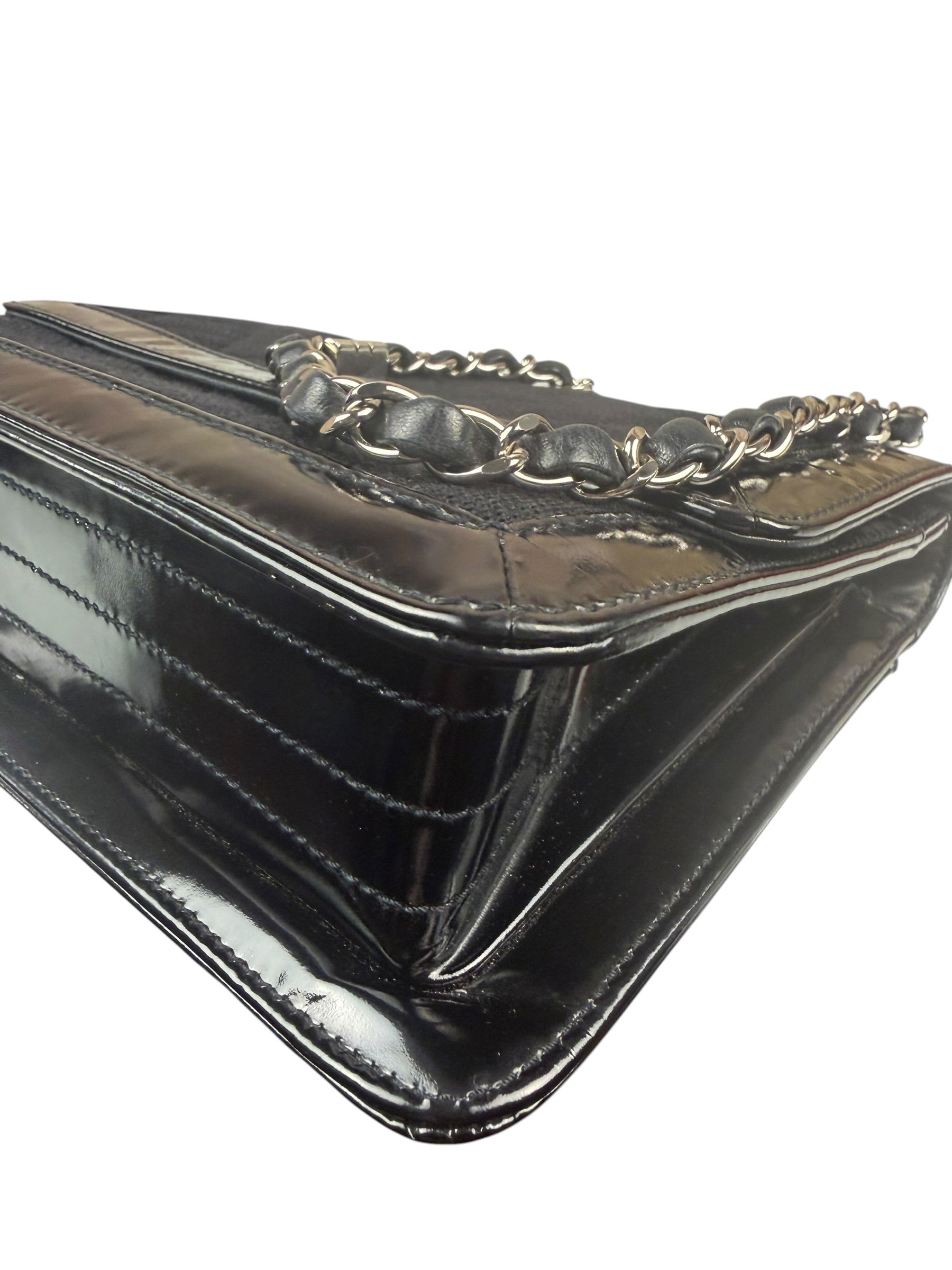 Chanel Black Patent Leather Trim Reissiue Flap Bag 2000