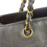 Chanel Vintage Black Calfskin Front Pocket Tote 1997