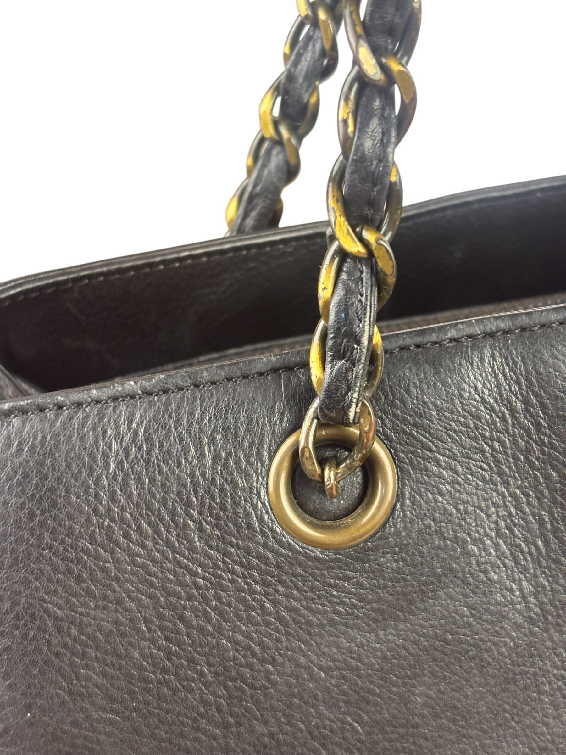 Chanel Vintage Black Calfskin Front Pocket Tote 1997