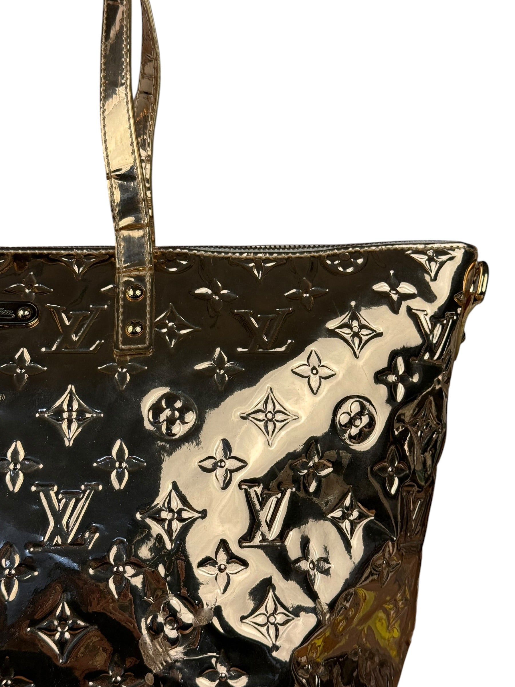 Louis Vuitton Gold Monogram Vernis Miroir Bellevue GM Tote