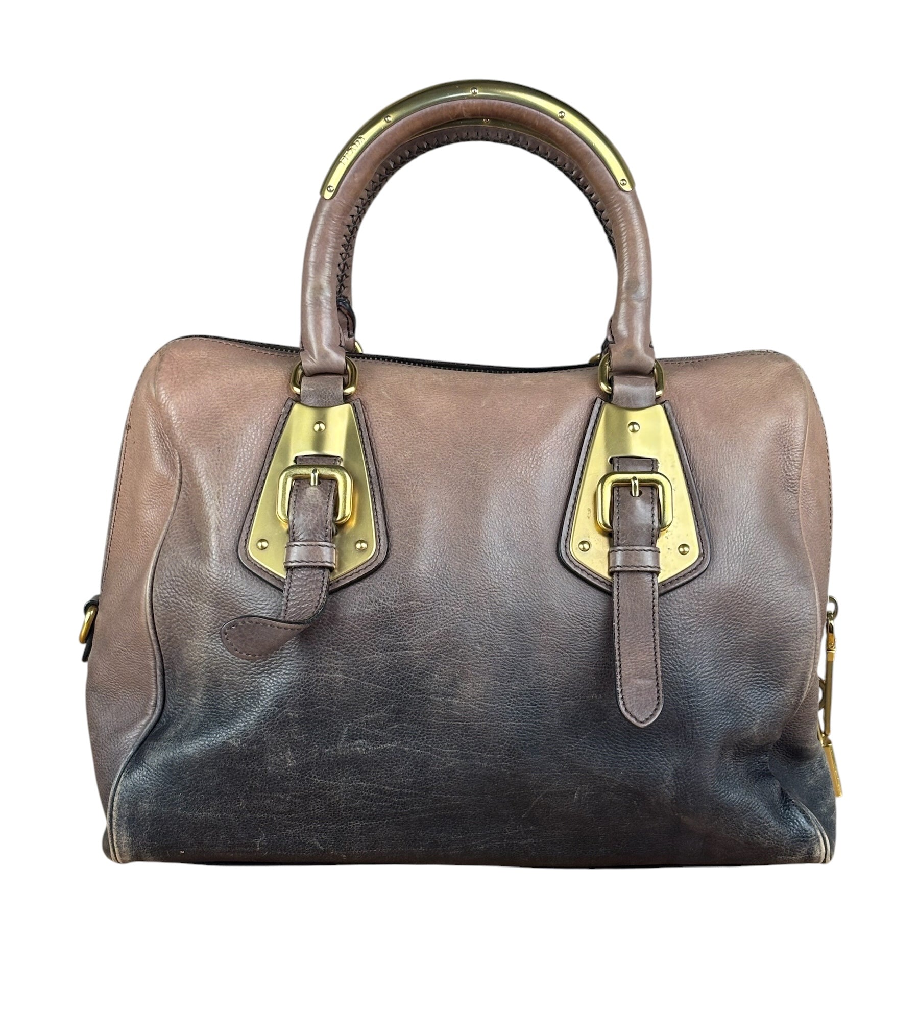 Prada Bicolor Cervo Ombre Leather Top Handle Bag