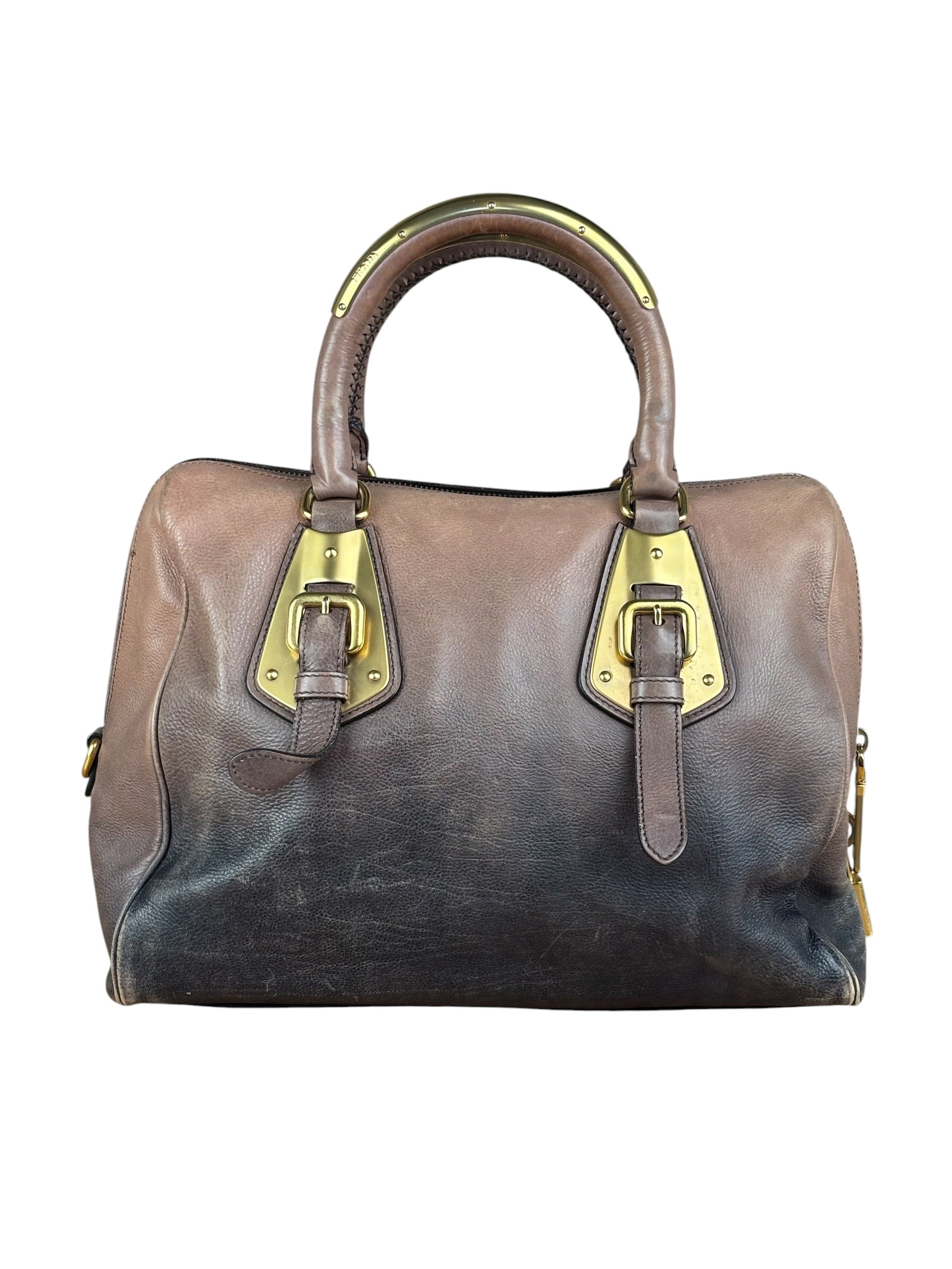 Prada Bicolor Cervo Ombre Leather Top Handle Bag