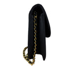Chanel Vintage CC Black Satin Half-Moon Flap Bag 1991