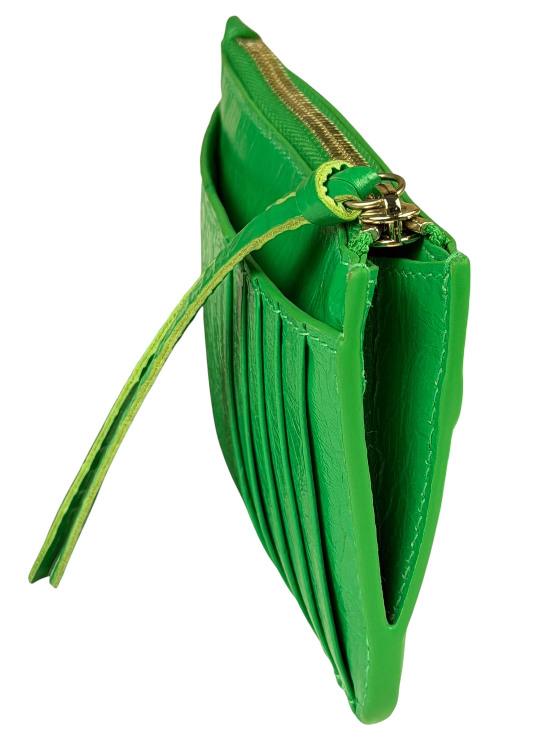 Balenciaga Green Leather Le Cagole Coin/Card Holder
