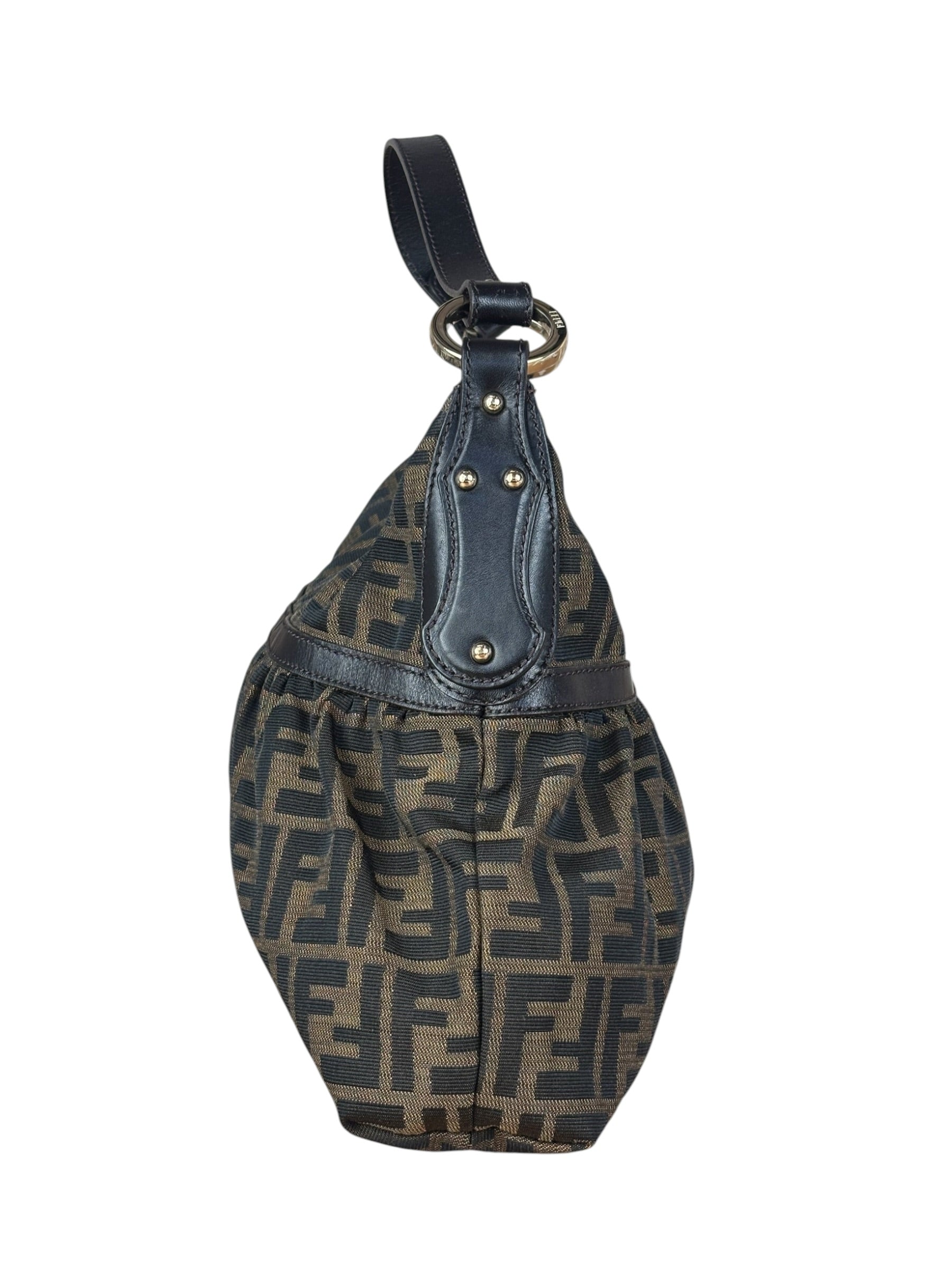 Fendi Vintage Dark Brown Zucca Chef Hobo Bag