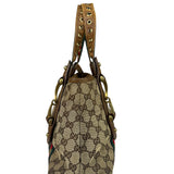 Gucci Vintage Brown Leather Trim Grommet Web Shoulder Bag