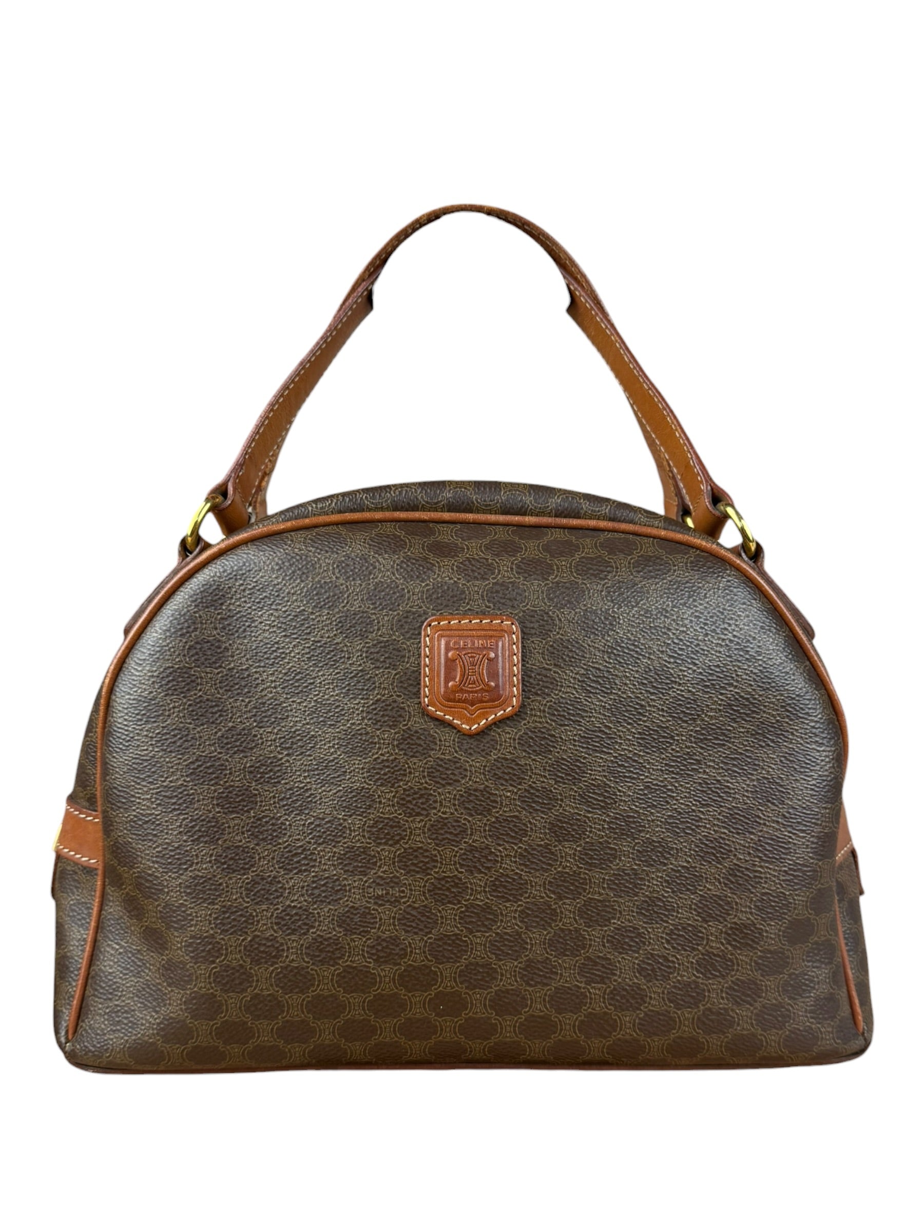 Celine Vintage Leather Macadam Dome Hand Bag