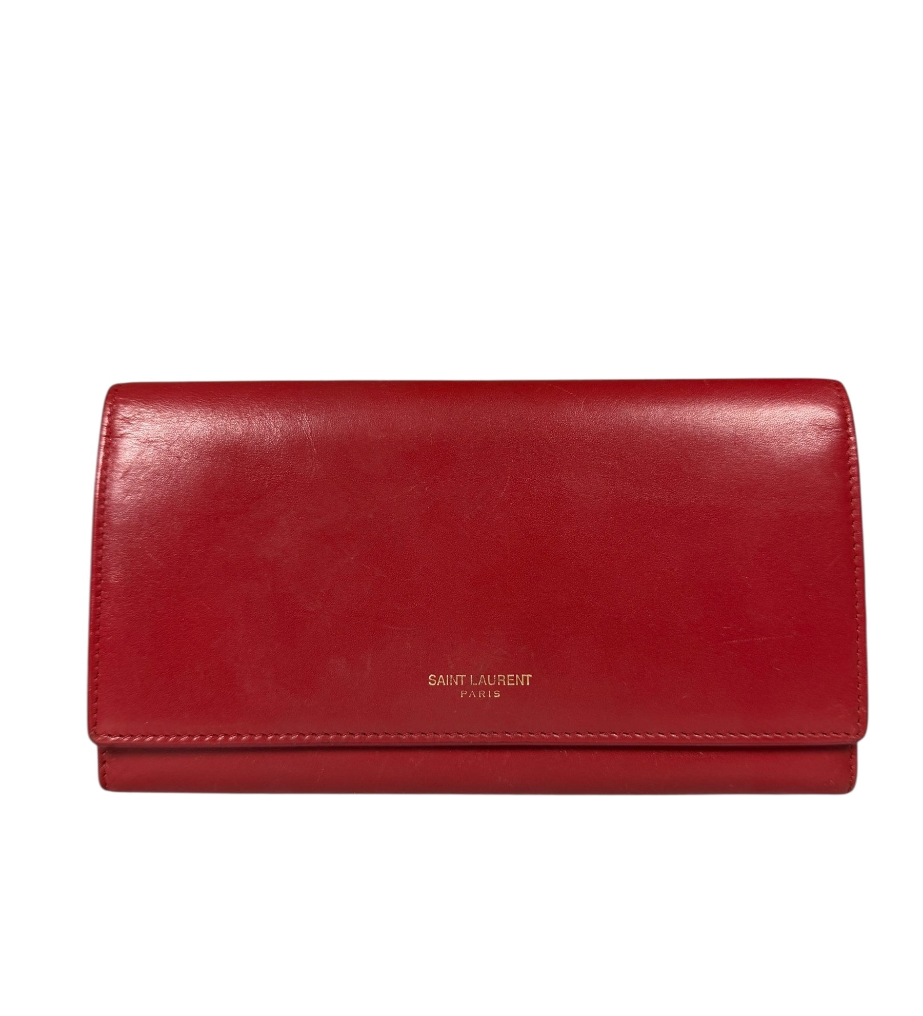 Yves Saint Laurent Long Snap Wallet Red