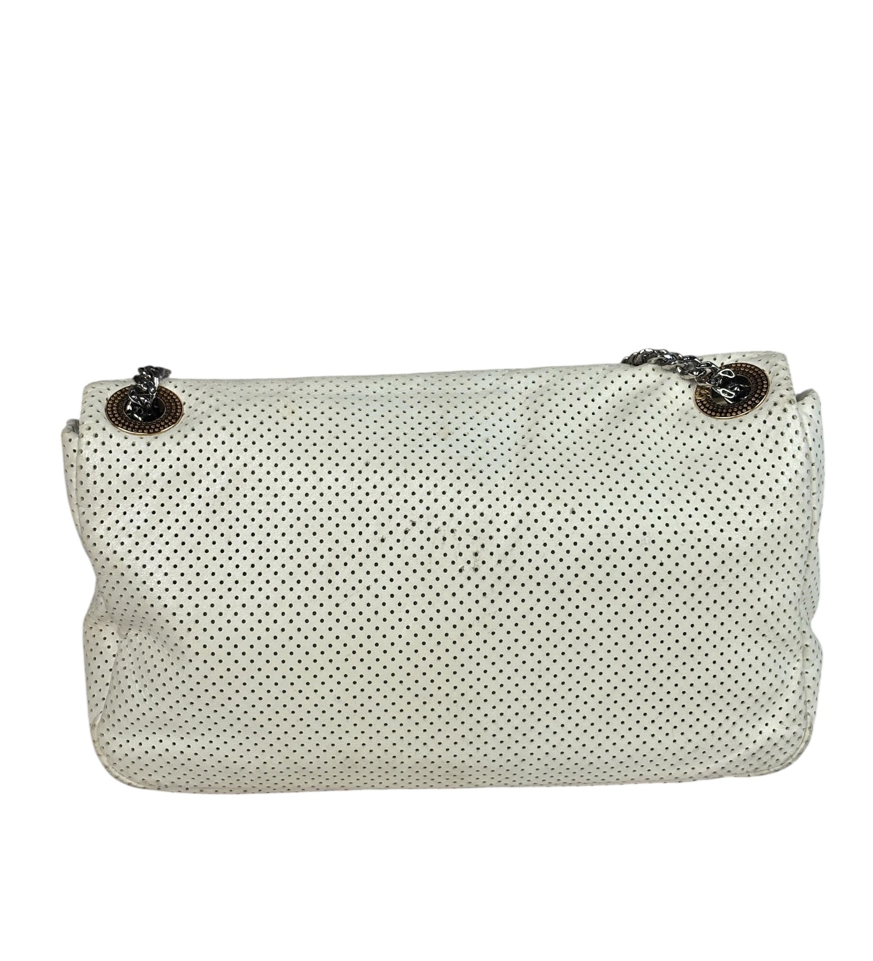Chanel Ivory Perforated Drill Two-Tone Mademoiselle Flap Bag 2006