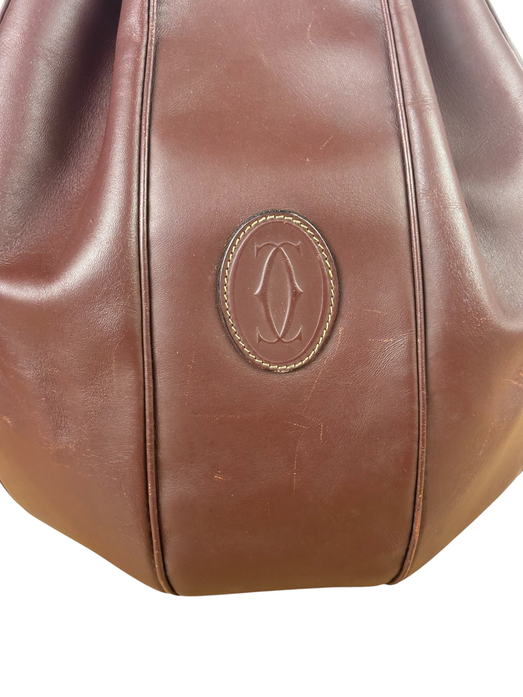 Cartier Vintage Burgundy Leather Must De Cartier Bucket Bag