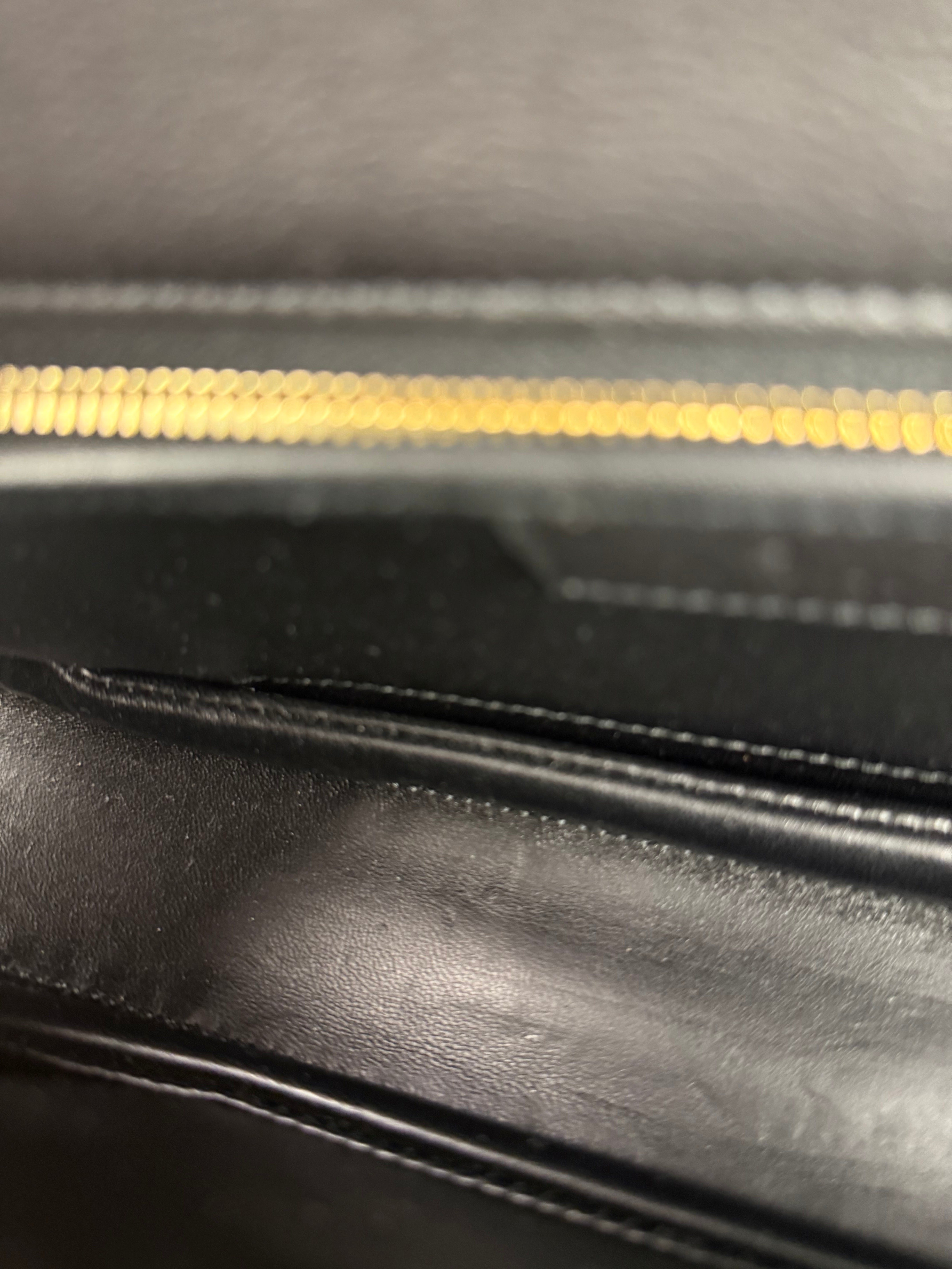 Gucci Vintage Black Leather Bamboo Top Handle Shoulder/Hand Bag