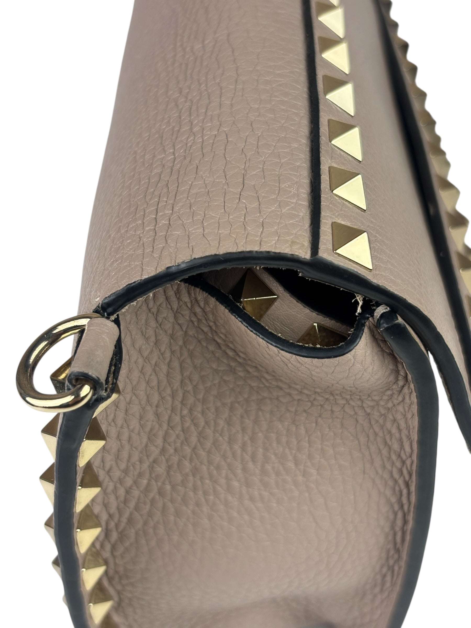 Valentino Neutral Garavani Calfskin Rockstud Crossbody Bag