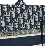 Christian Dior Navy Ecru Oblique Small Book Tote