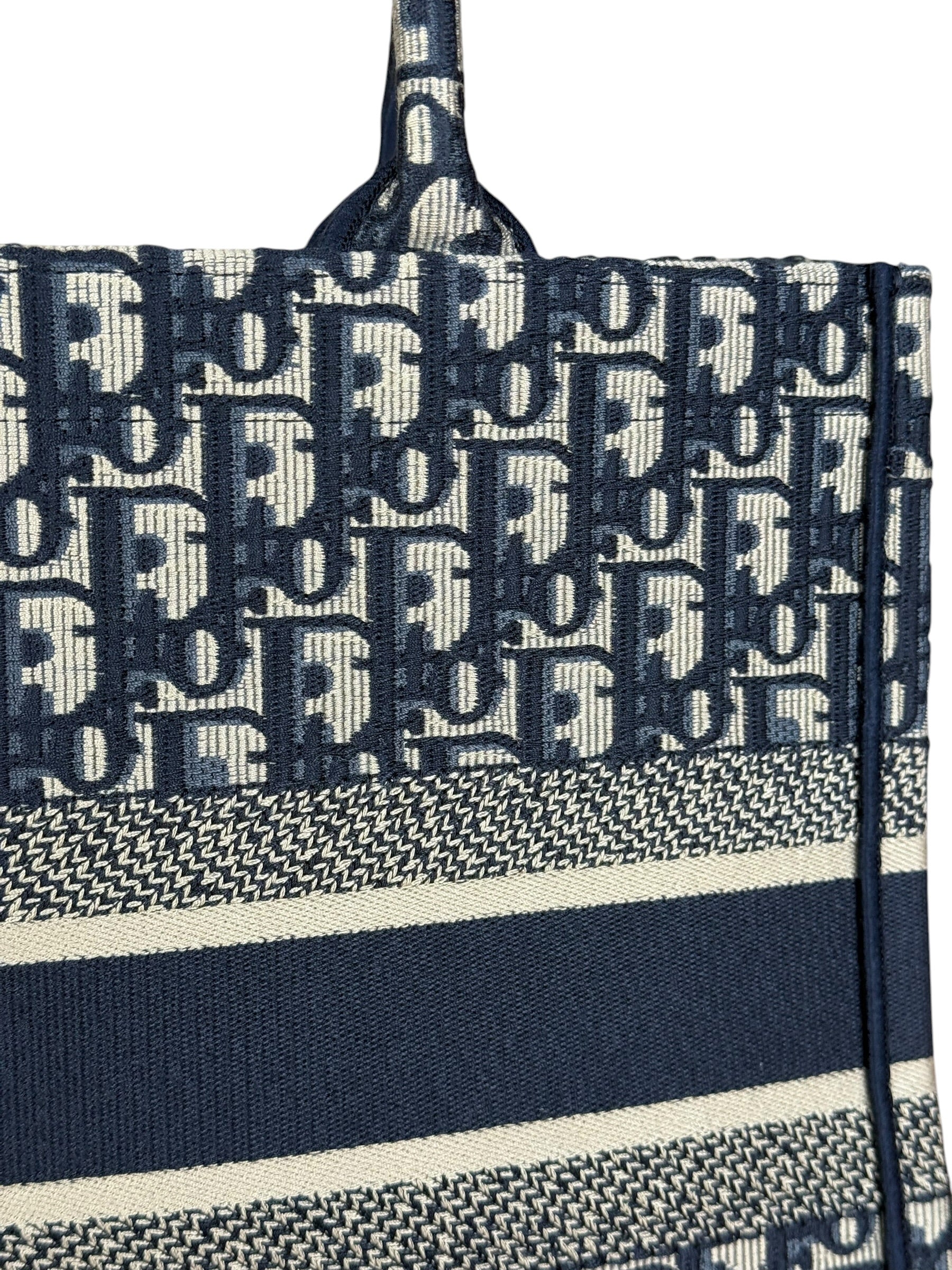 Christian Dior Navy Ecru Oblique Small Book Tote