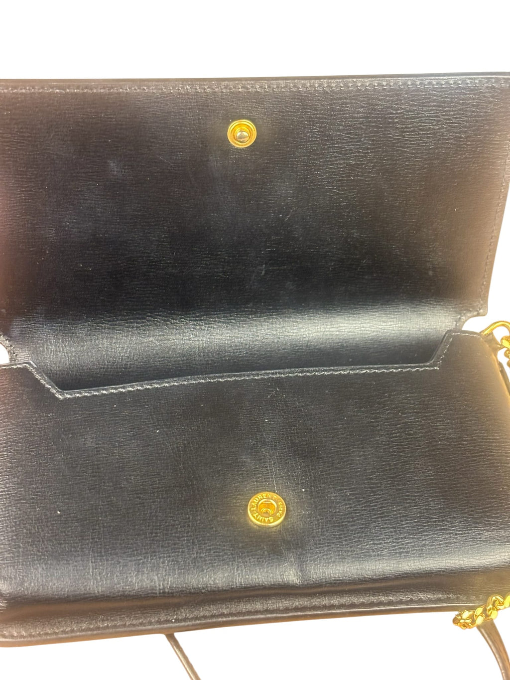 YSL Black Leather Cassandre Shoulder Bag