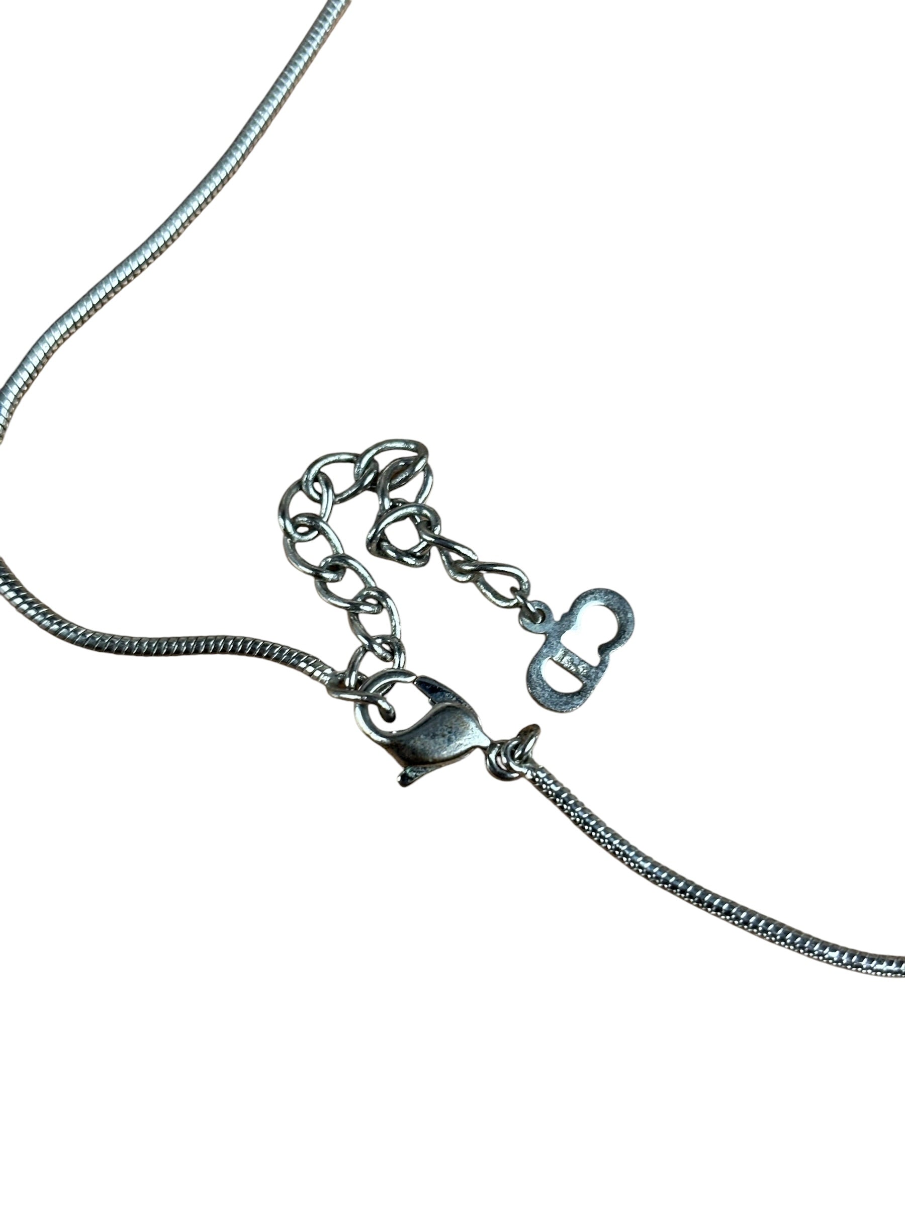 Christian Dior Vintage Logo Plate Pendant Necklace