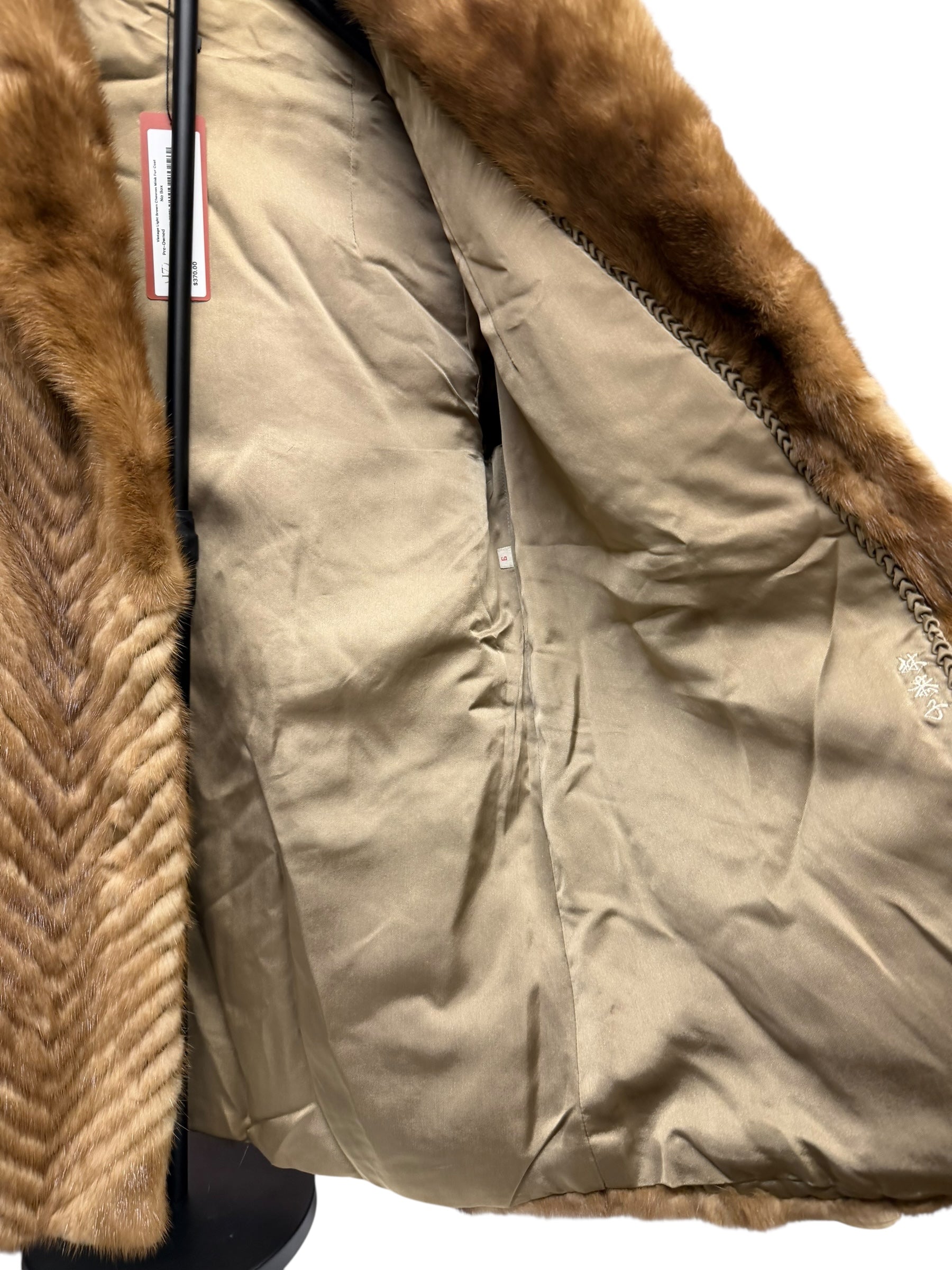 Vintage Light Brown Chevron Mink Fur Coat