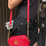 Gucci Leather GG Red Marmont Crossbody