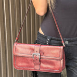 Prada Enameled Metal Triangle Brown Shoulder Bag