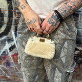 Fendi Cream Fur Lambskin Trim Micro Peekaboo Two-Way Bag