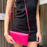 Gucci Pink Leather Swing Wallet/Pochette