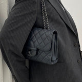 Chanel Dark Grey Quilted Leather Loop Flap Bag 2014
