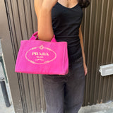 Prada Pink Canvas Canapa Hand Bag