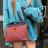 Fendi DotCom Click Striped Hypnotic Suede 2 Way