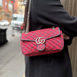Gucci GG Red Marmont Flap Chain Shoulder Bag