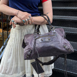 Balenciaga Vintage Purple Classic Motorcycle City Bag
