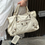 Balenciaga White Leather Giant 21 City Shoulder Bag
