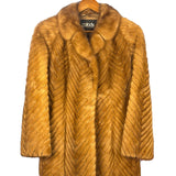 Palody Vintage Brown Fur Chevron Coat