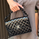 Chanel Black Quilted Patent Leather Top Handle 1996